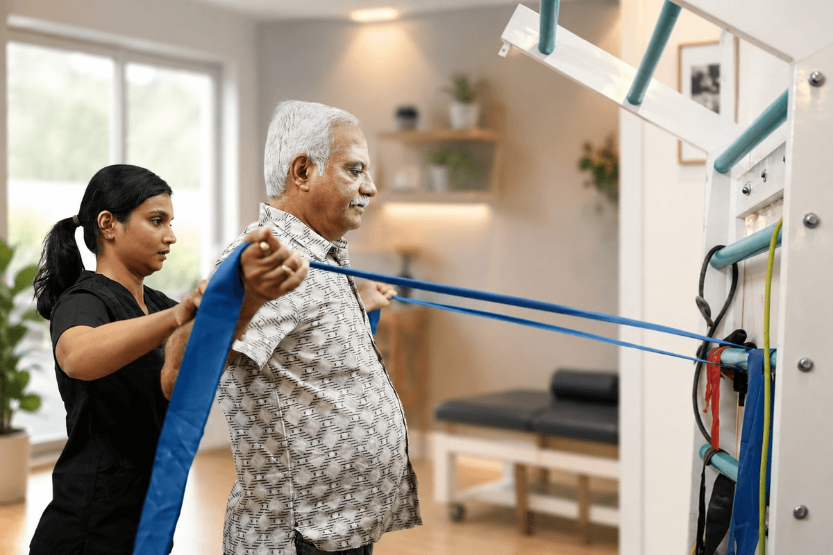 Physiotherapy and posture correction session at HealingMonk
